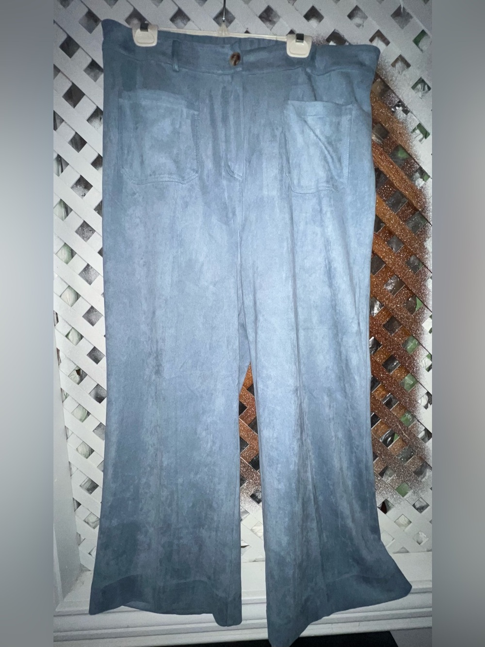 Skies Are Blue Curvy Light Blue Wide-Leg Faux Suede Pants size 1X